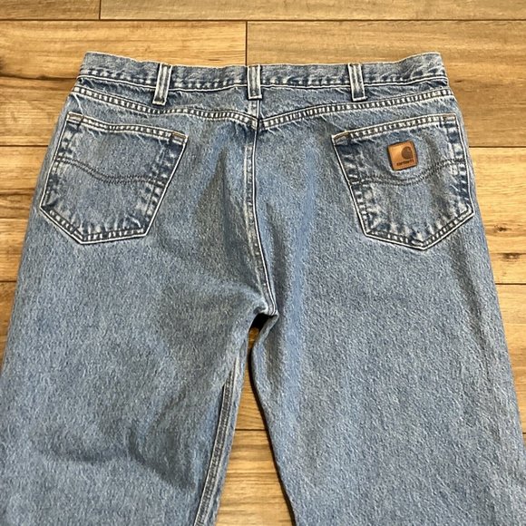 Men's Carhartt Relaxed Fit Denim Jeans SZ 40x30 Light Blue B460 LVB Work Casual - Picture 10 of 12